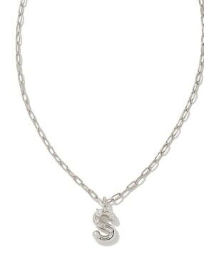 Kendra Scott Crystal Letter S Rhodium Pendant Necklace